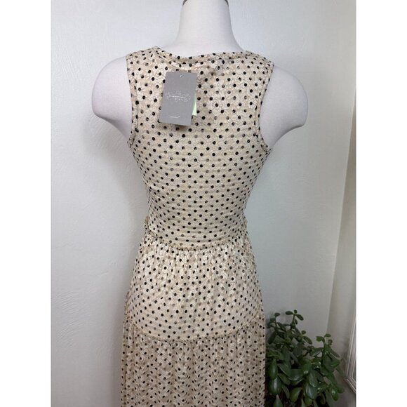 Anthropologie Womens Cream Lace Polka Dot Maxi Dress‎ Size Small Prairie Tiered - Picture 5 of 10